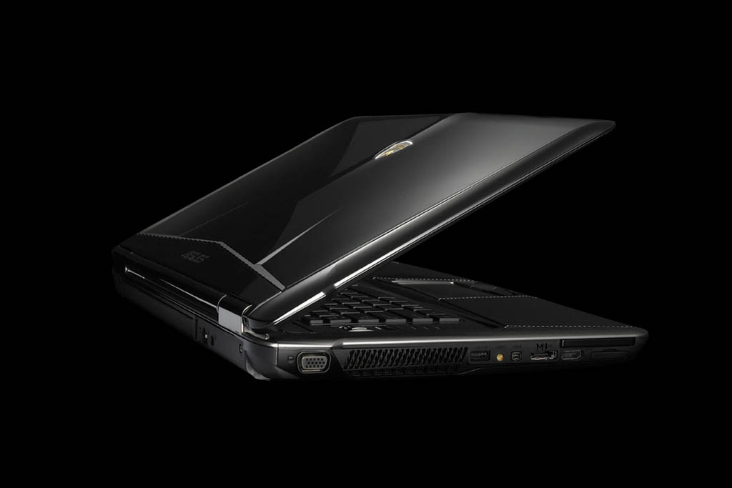 Laptop MJ Asus Lamborghini Golden Leather. Carbon Case Decorate Exotic Genuine Leather - Pure Gold Logotype. Shark Skin. 1tb SSD, Extreme Performance Quad Core i7.