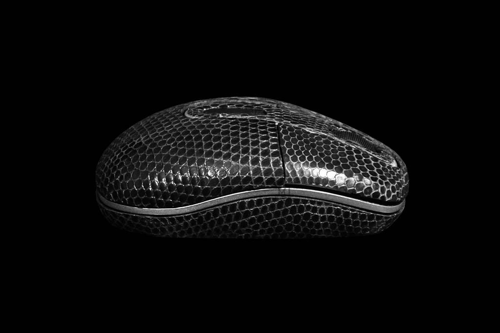 Super Mouse from Genuine Leather - Black Iguana Skin. Radio & Laser Hi-End Technologies.