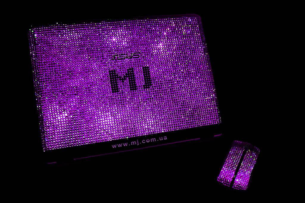 Laptop MJ Swarovski Pink Violet Limited Edition - Inlaid Crystallized Swarovski Strass (Notebook & Bluetooth Mouse)